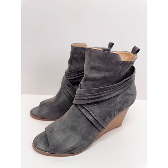 Journee Collection Womens Size 11 Gray Sabeena Booties Wedge Heel Zip - Picture 2 of 10